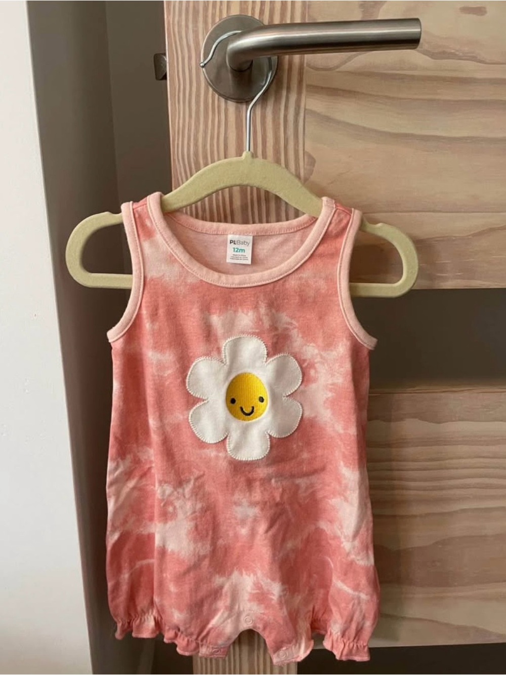 Petit Lem Pink Tie-Dye Daisy Tank Romper - 12M
